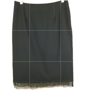 Moschino Couture Skirt Black Darted Mesh Trim Hem Pencil Womens Size 6